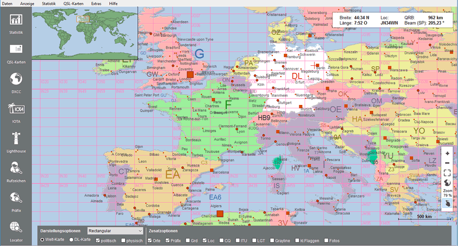 Weltkarte mit Locator
