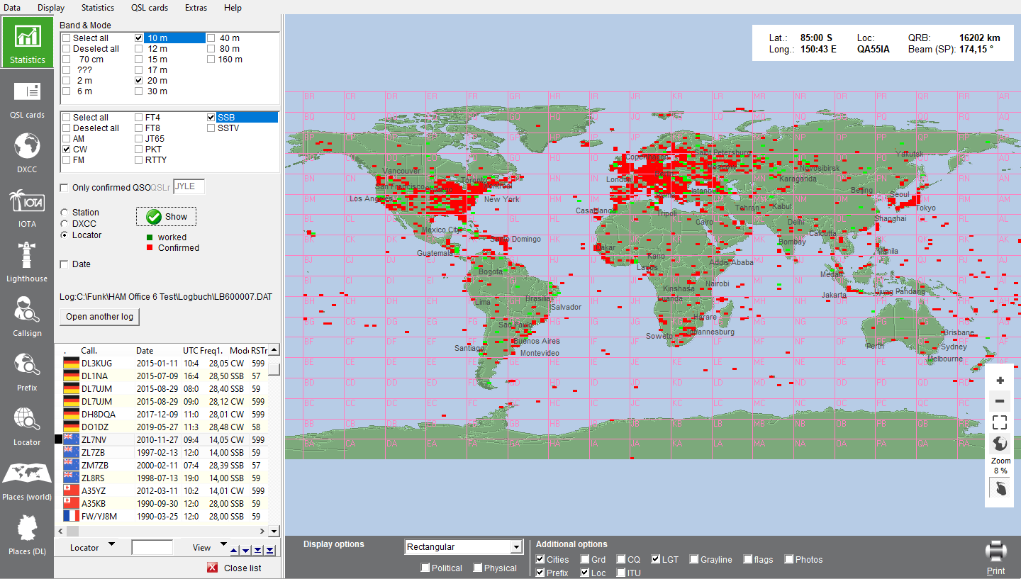 World map with locator statistics